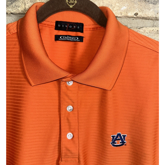 Auburn Tigers Men’s L Orange Divots Performance Polo Shirt Textured Stripe Logo - Picture 3 of 11